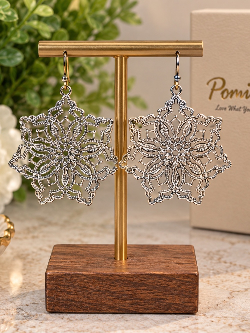 6/$25 - Pomina Silver-Tone Ornate Filigree Statement Earrings (BR777/2)